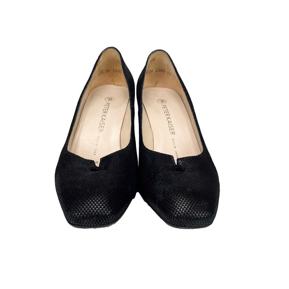 PETER KAISER like new*Wide fit*Embossed Leather Office Bloc Heel Classic Pump 36